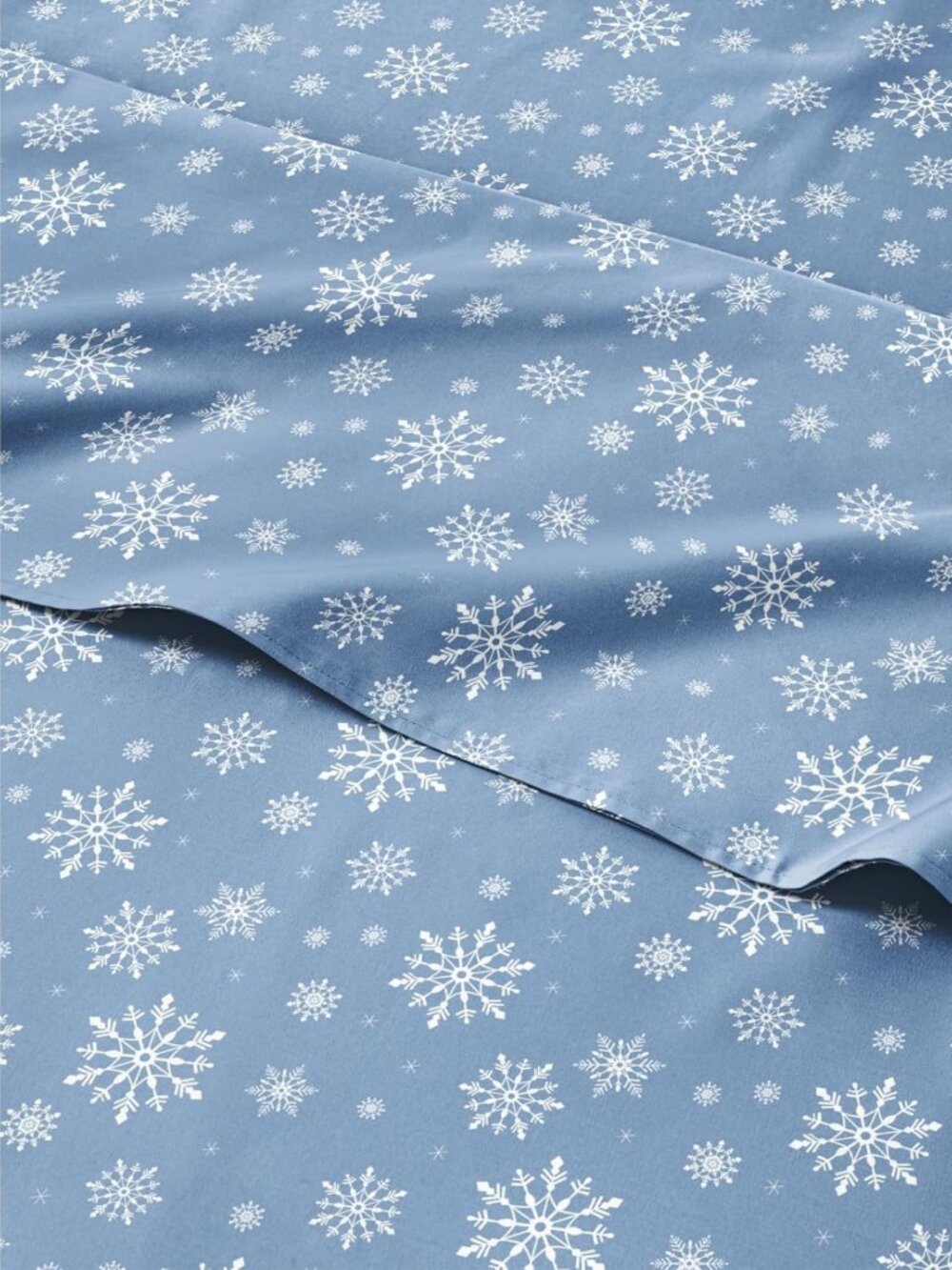 Cozy Blue Snowflake Christmas Sheet Set - Holiday Queen Bedding for Winter Decor